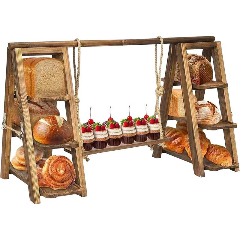Wooden Three-Tier Cake Stand with Swing