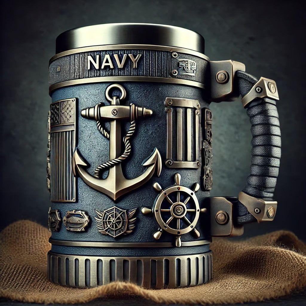 15oz 3D Military Coffee Mug – Army Navy Marine Corps Gift, Veteran Memorial Cup, Patriotic Drinkware for Men
