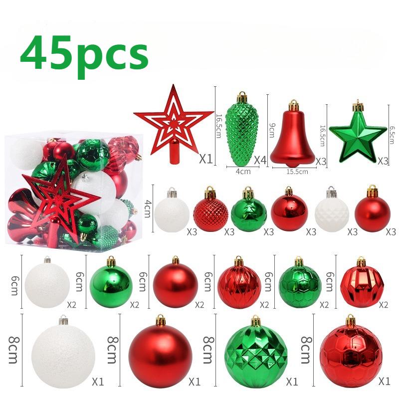 45Pcs Christmas Ball Set Luxury Xmas Tree Ornaments Treetop Stars Xmas Ball Decor  Christmas New Year Wedding Supplies