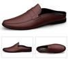 Men's Leather Slip-On Loafers: Backless Mules & Closed-Toe Lazy Driving Sandals