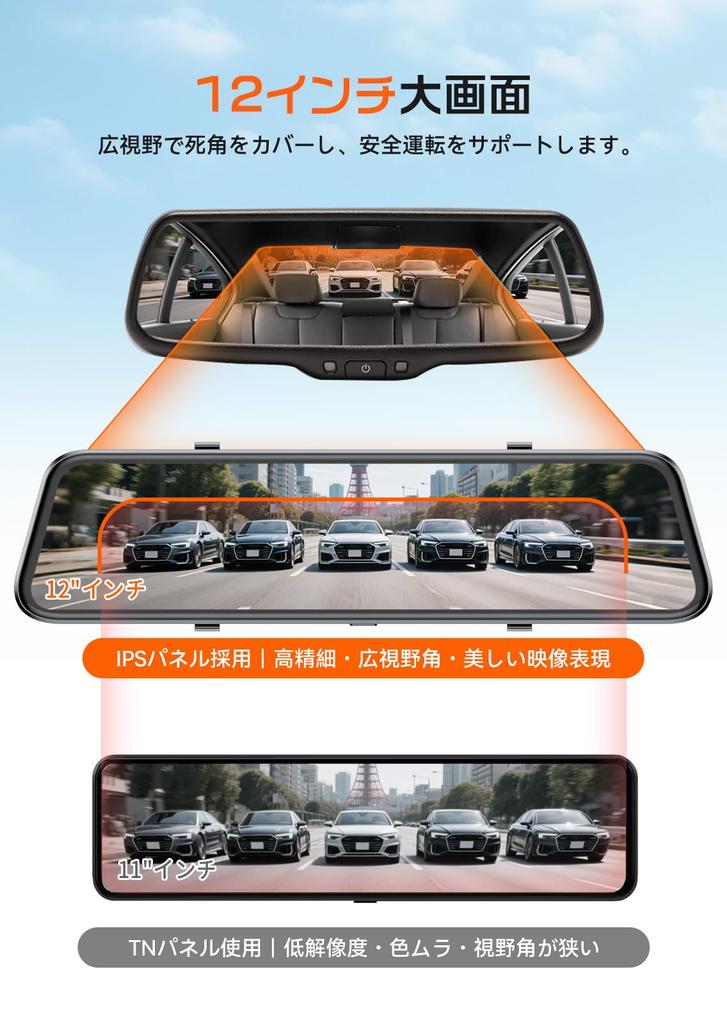 JADO Dash UHD Digital Interior Mirror with Front and Rear Auto IMX415 Night WDR Adjustable Rear View Guide Power LED Signal Digital TV Noise Touch