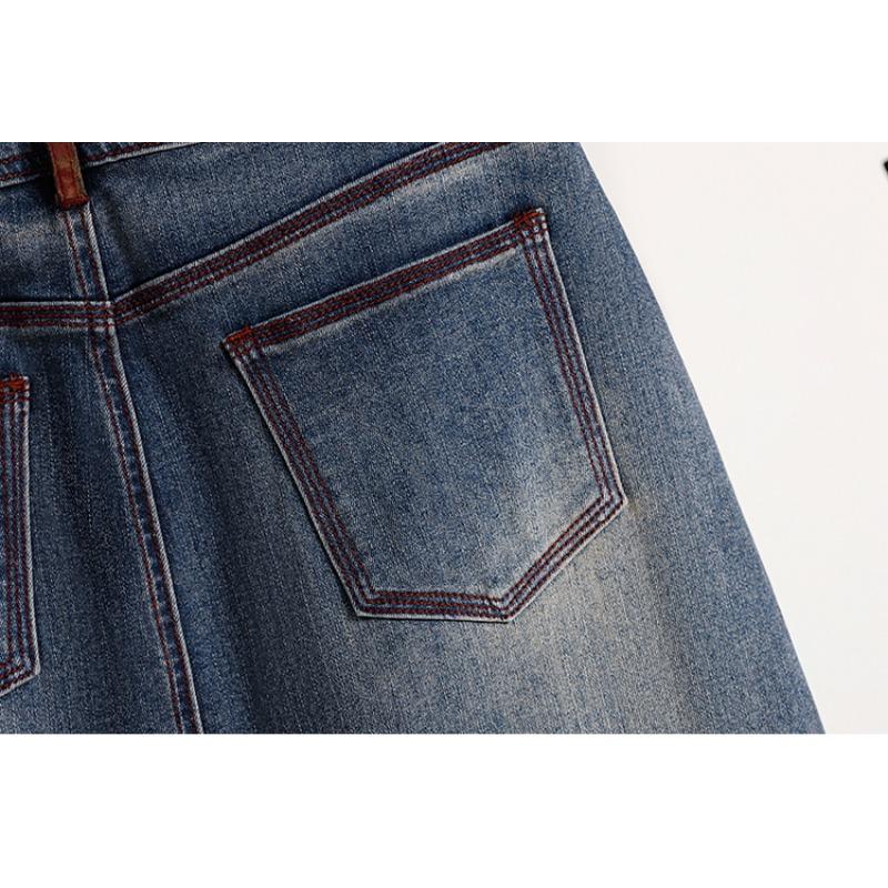 DIMANAF 2026 Summer New Plus Size Women Denim Skirt Elastic Waist A-Line Long Skirt Fashion Lady Bottoms Solid Blue
