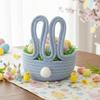 Cartoon Rabbit Storage Basket Hand Woven Easter Gift Basket Easter Bunny Basket  Office Desk