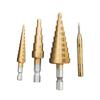 HSS 4PCS Titanium Step Drill Bit Set High Speed Steel Drill Bits Set with Automatic Center Punch