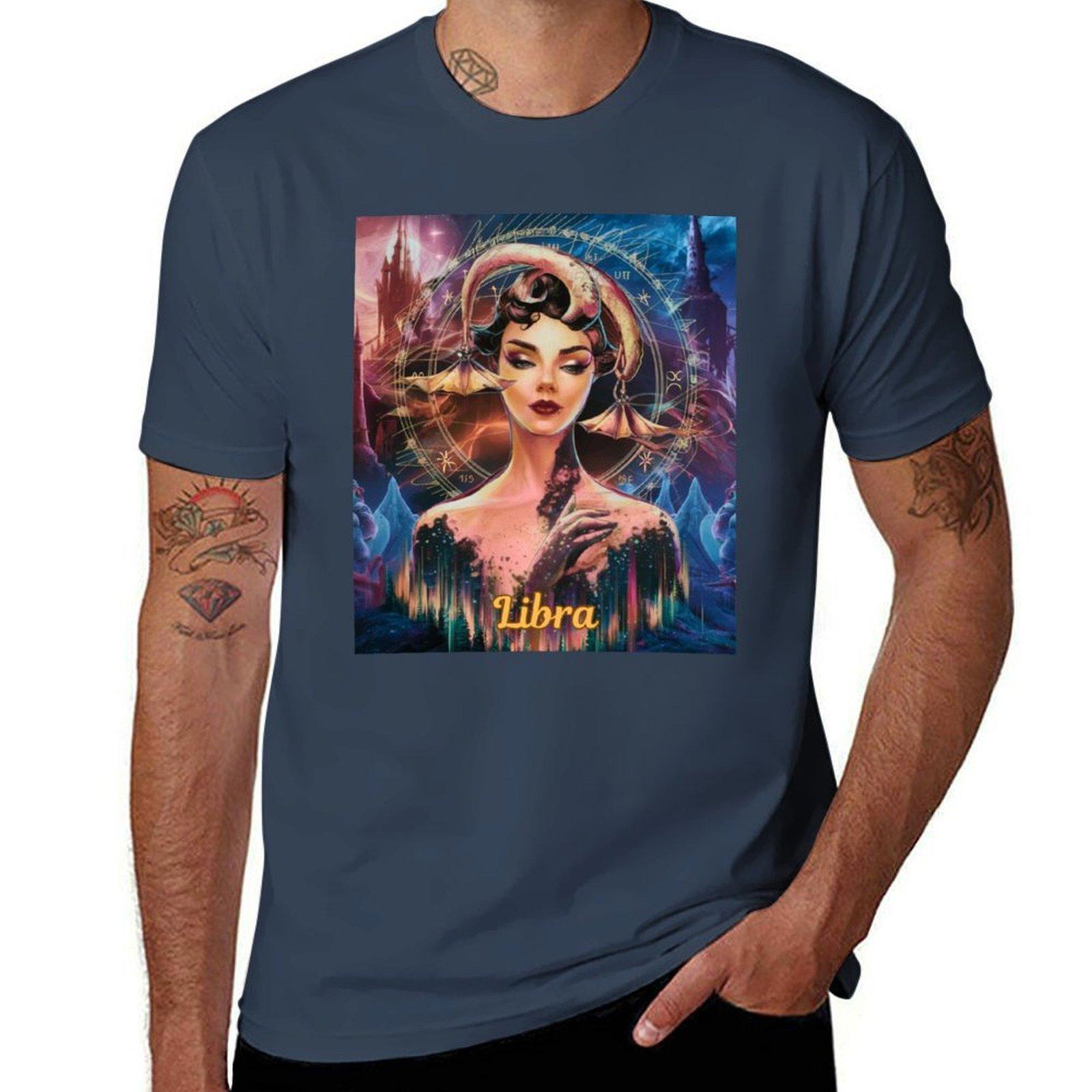 Libra Zodiac Whimsical Lady Celestial Unisex Tshirt Plus Size All Match Tee Shirt S