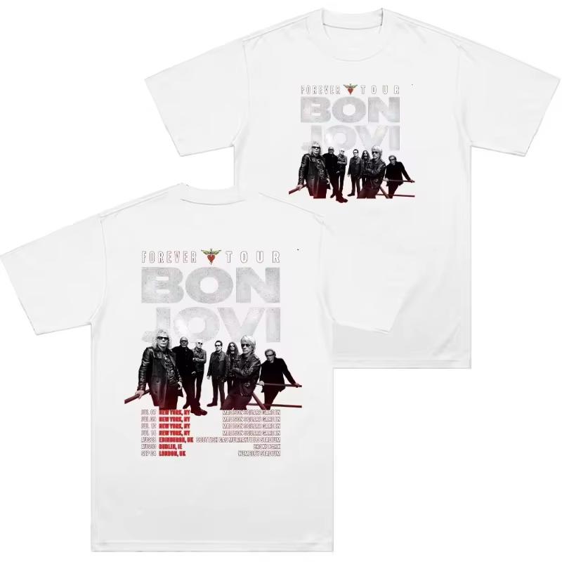 Bon Jovi Forever Tour Pánská trička Kulatá trička Unisex Bavlna Krátký rukáv Vrchol Nápad na dárek Vrcholy 2026 Jaro Léto Streetwear