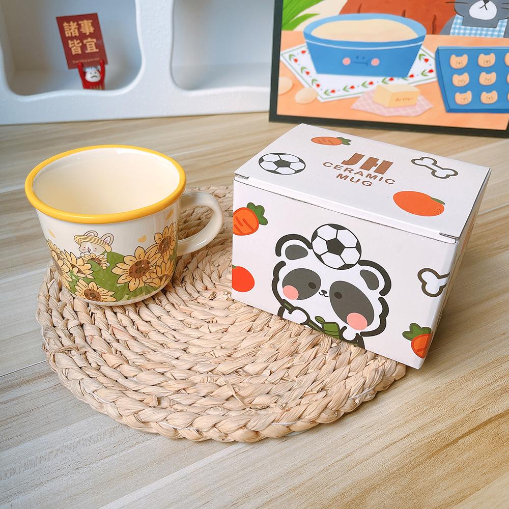 Cute Cartoon Ceramic Cup Flowers Rabbit Sunflower Water Cup Milk Cup Breakfast Cup Girl Gift Cup