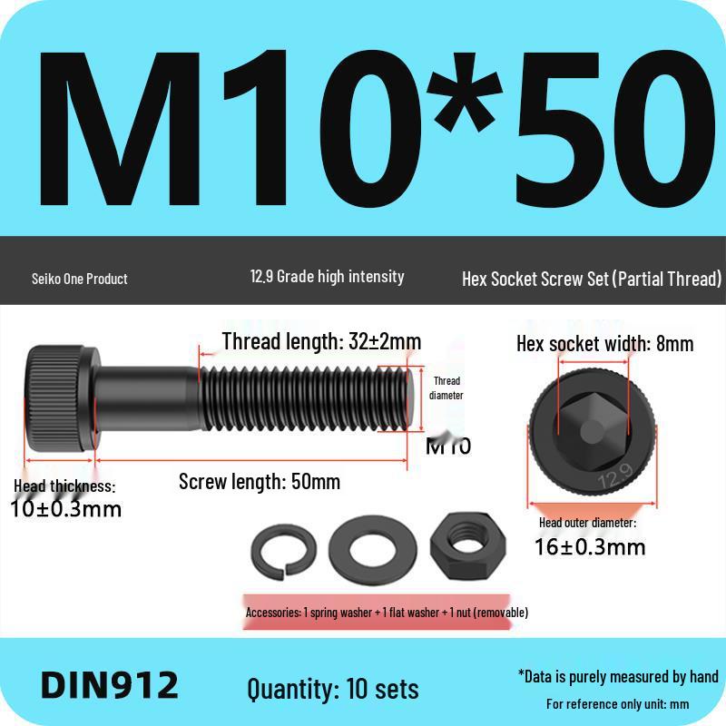12.9 High Strength Socket Head Cap Screw and Nut Set M8-M16.