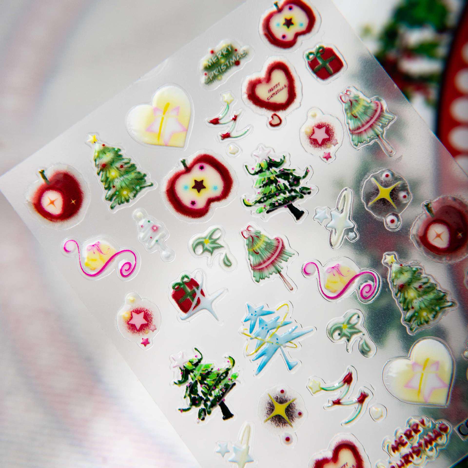 Cyansea Christmas Apple Tree Jelly Nail Art Stickers Planner CCD Tablet DIY CG-265