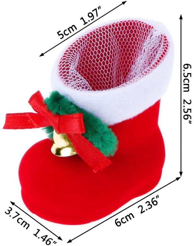 Holiday Gift Bags Christmas Socks Candy Boots With Small Bells Christmas Trees Boots For Fireplace Holiday Decoration Gift 10pcs