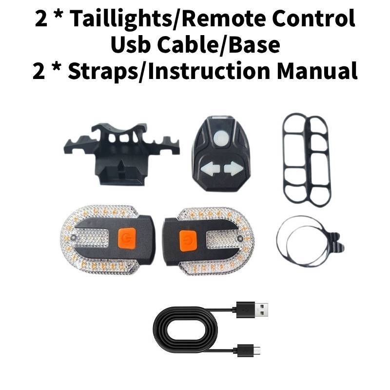 

Bicycle Tail Light Wireless Remote Turn Signal With Charging For Night Cycling