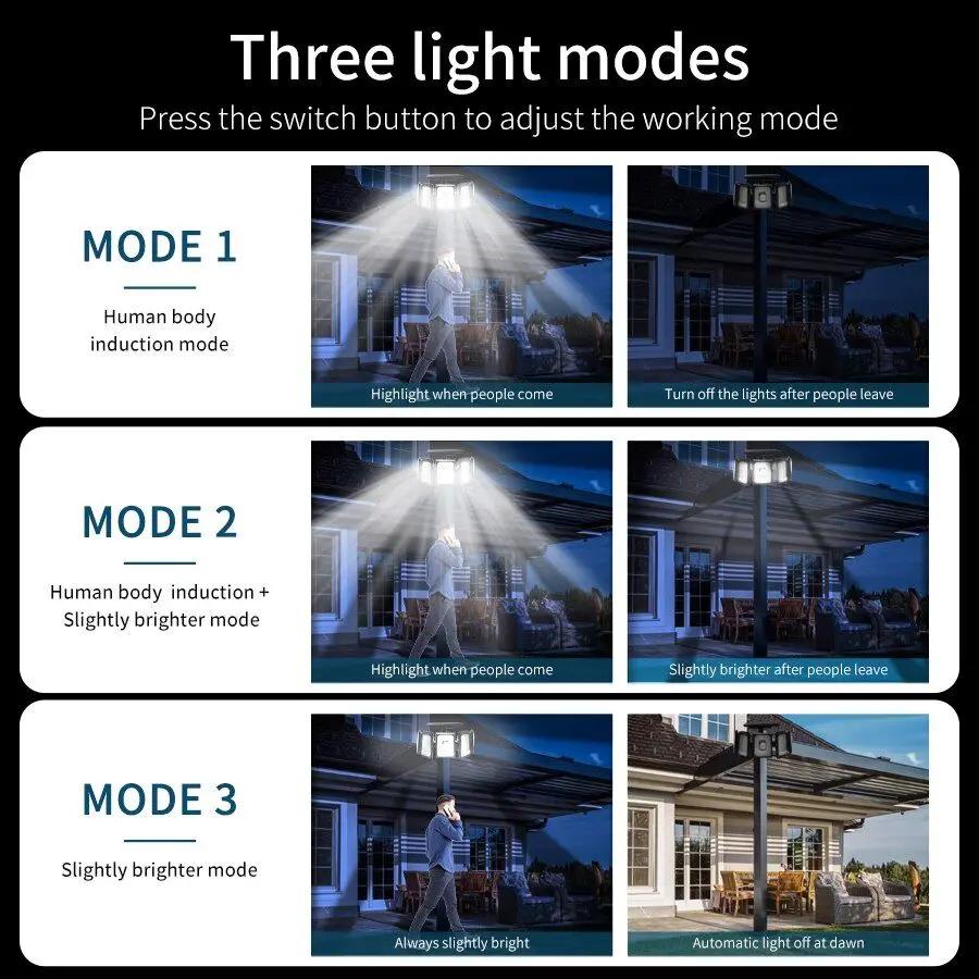 Outdoor Solarleuchte 300 LED Gartenlicht LED Bewegungssensor Hofwandleuchte Wasserdicht Starker Solar verstellbarer Scheinwerfer