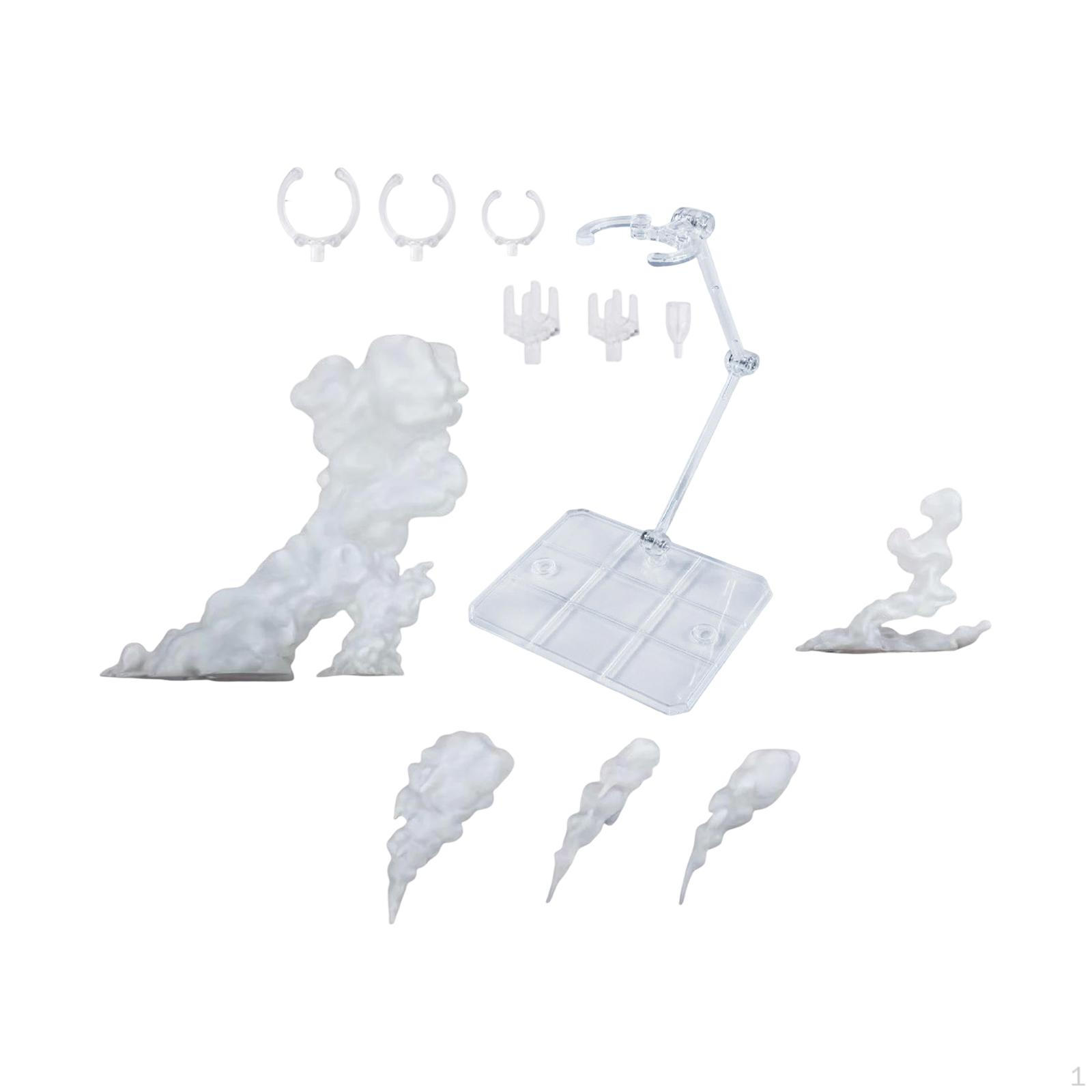 

6 Pieces Action Figure Stand with Smoke Effect Assemblable Display Base for Collectible Models Doll белый