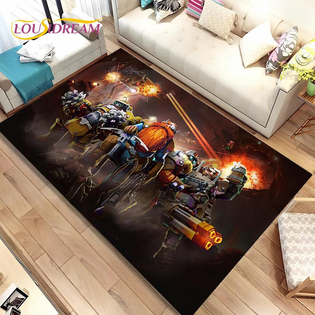 3D DRG Deep Rock Galactic Game Gamer Area Rug,Carpet Rug for Living Room Bedroom Sofa Doormat Decoration,kids Non-slip Floor Mat