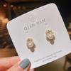 Korean 925 Sterling Silver Bee Pearl Stud Earrings