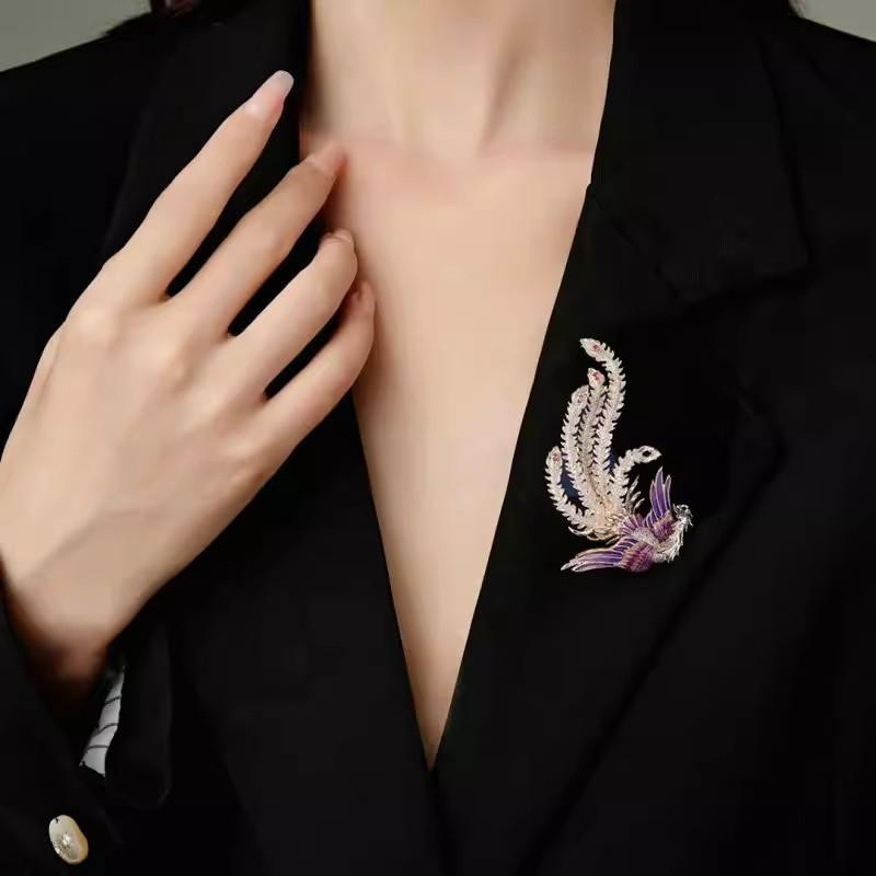 Qifeng High-end Women's Exquisite Enamel Phoenix Feeling Brooch