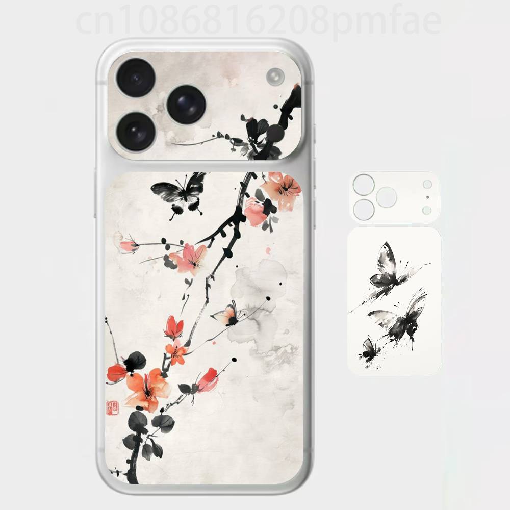 

Ink and wash butterfly 3D Full Body Skin Decal for iPhone 17/Pro/Pro Max Color Rear Protective Sticker iPhone17promax