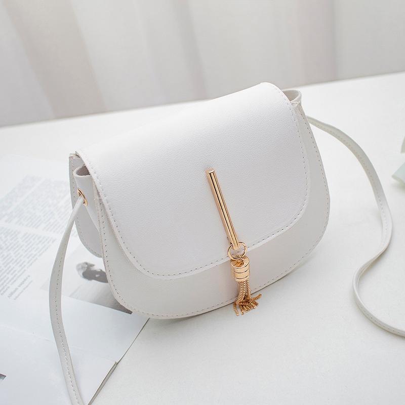 Fashion Tassel Crossbody Bags for Women Solid Color Leather Shoulder Bag Ladies Messenger Bag