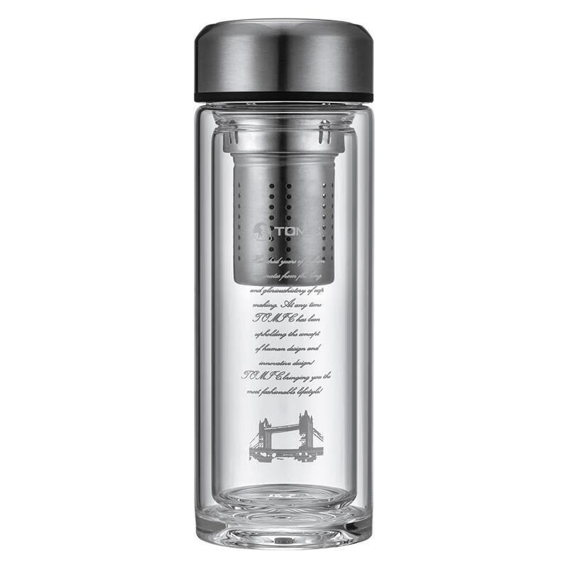 TOMIC Double Wall Glass Tea Infuser Bottle