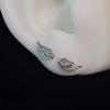 Silver Color Crystal Ear Stud Zircon Exaggerated Ear Ring Wing Stud Earrings Jewelry Gifts