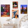 Buckelwal-Mädchen Kunstdruck marokkanischen Fenster Katze Nickerchen abstrakte Landschaft Leinwand Malerei Poster nordischen Frau in Badewanne Bild Wand-Dekor