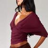 Women Tops Puff Sleeves V Neck Slim Fit Pleated Waist Pullover Tops Pure Color Summer Short Tops Daily Wear