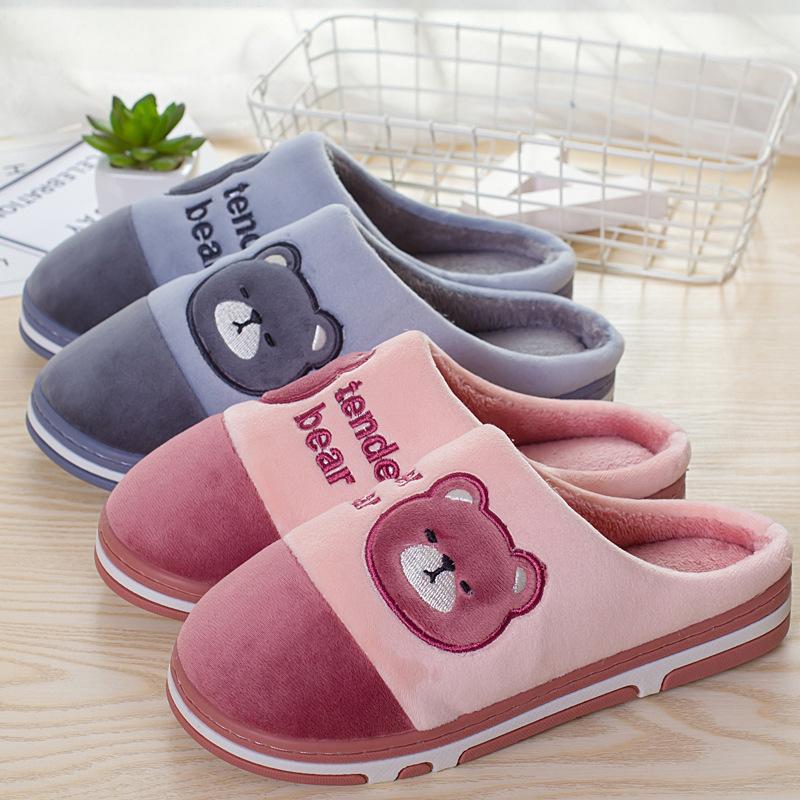 Cotton Slippers Autumn and Winter Thick-bottomed Large-size Home Indoor Warm Soft-bottomed Plush Slippers