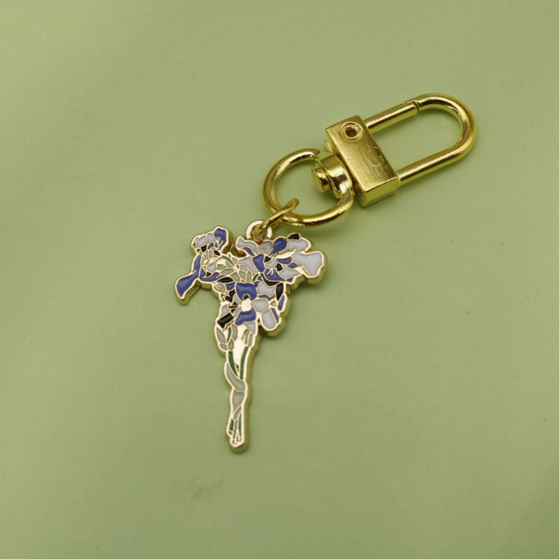 Hot-Selling Simple Oil Drip Flower Keychain Pendant