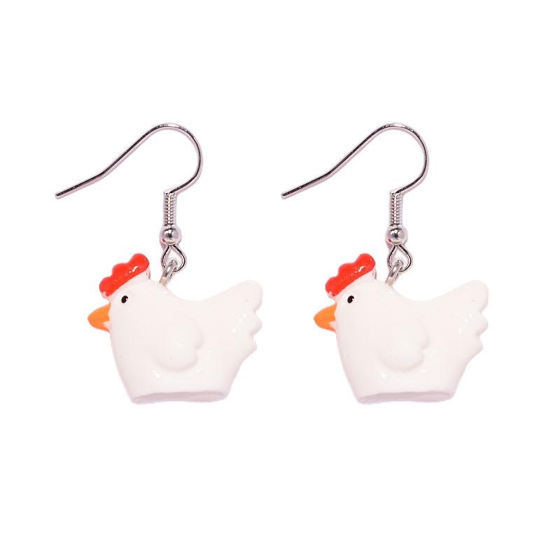Cute Cartoon Chick Earrings , Resin Animal Drop Earrings , Novelty Funny Chick Earrings for Women , Simple Style