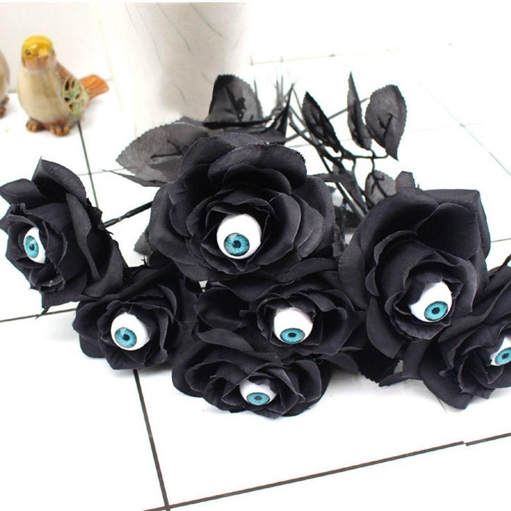 With Eyeball Eyeball Fake Flower Handmade Artificial Black Rose  Cosplay Supplies
