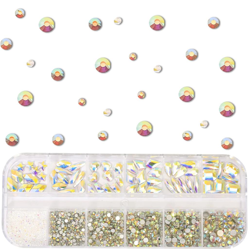 Nail Art Strass Kristall Charms Glas Edelstein Rosa Blau Flatback Gemischte Größe Nagel Charms Für DIY Nagel Dekoration