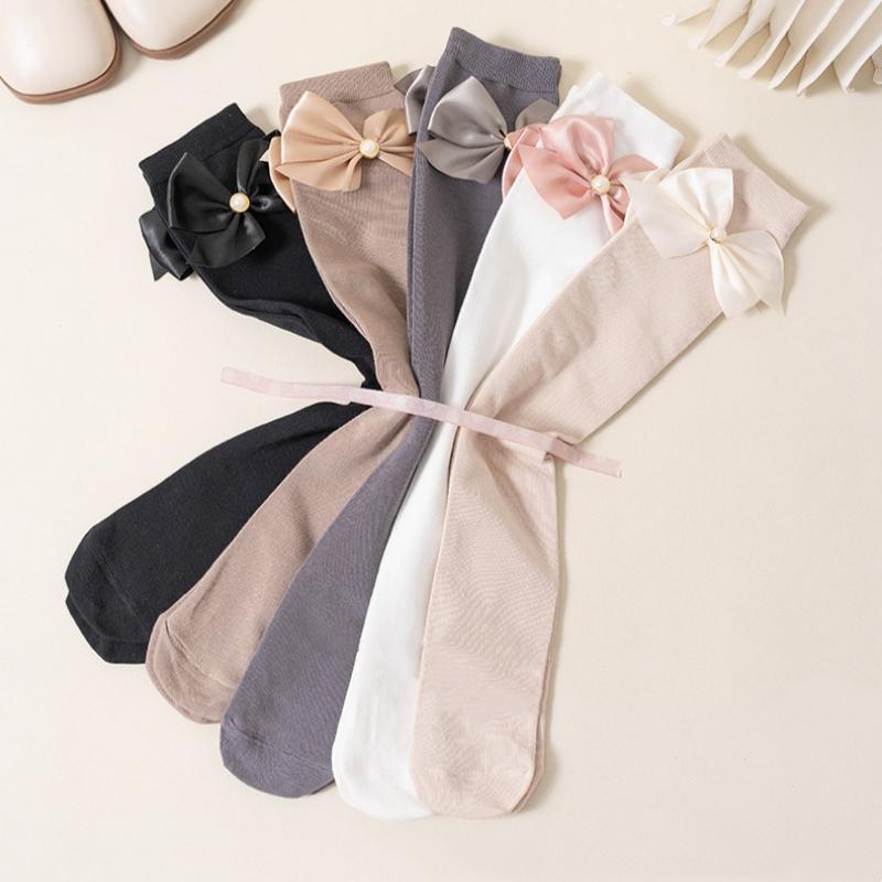 Kindersocken für Mädchen Schleife Lange Socken Schule Teenager Kniestrümpfe Baby Mädchen Overknee-Socken Frühling Herbst