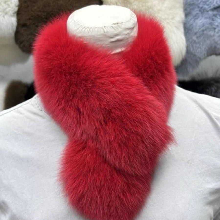 

Шарф из искусственного лисьего меха, женский осенне-зимний универсальный короткий меховой шарф, темпераментный женский шарф