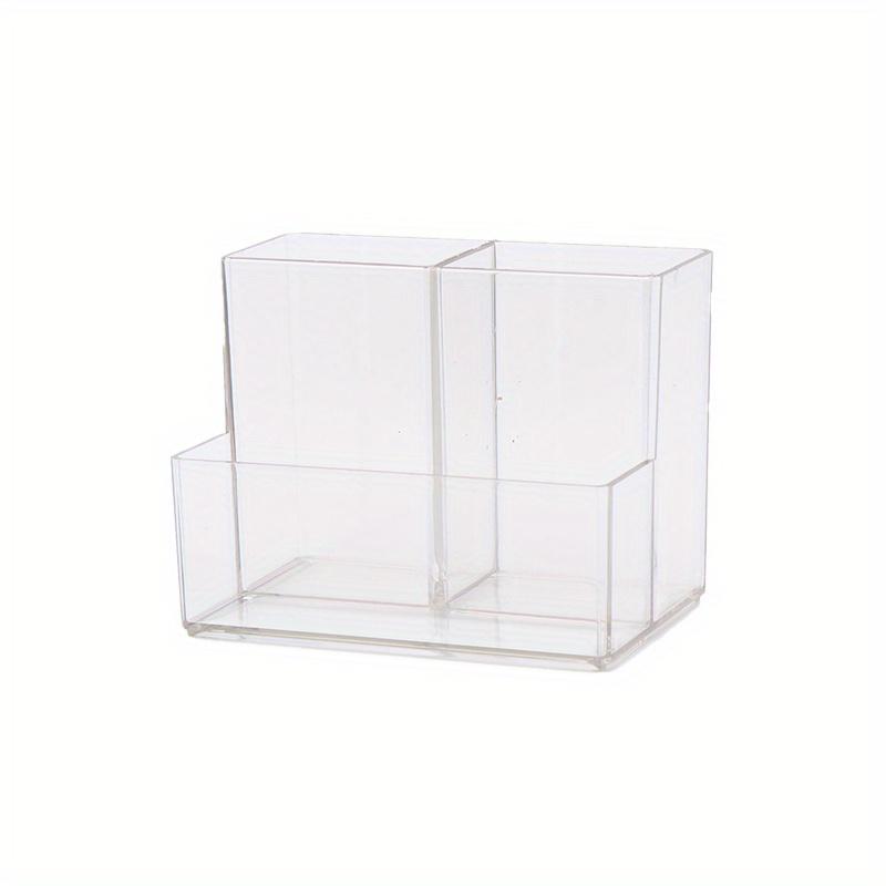 

Простая акриловая прозрачная коробка для ручек с 3 сетками, контейнер для кистей для макияжа, органайзер для косметики, настольный ящик для хранения ручек для студентов прозрачный
