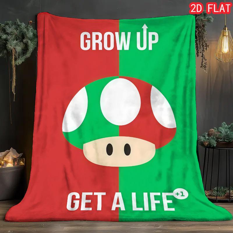 Super Mario Printed Flannel Blanket Cozy Air Conditioning Blanket for Living Room Bedroom Nap Daily Use THW