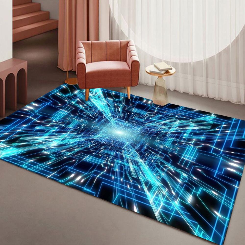 3D Geometrischer Optischer Illusion Teppich Weich Rutschfest Großer Bereichsteppich für Spielzimmer Schlafzimmer Heimdekoration Waschbare Wohnzimmer Sofa Matte