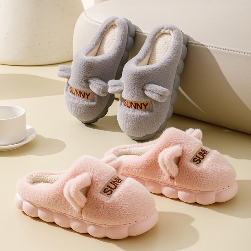 Cotton slippers women and men autumn and winter home couple home indoor warm non-slip thick bottom plush