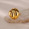 New Wave Button Shaped Stainless Steel Rings for Women Gold Color Open Adjustable Charm Ring Wedding Jewelry Party Accessories