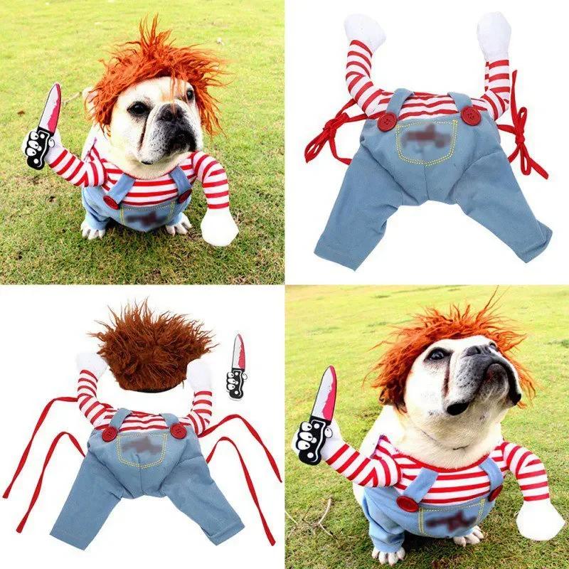 Deadly Doll Pet Costume For Halloween Small Dog Transformer Outfit Pet Role Play Costume For Party Dress Up Funny Pet Clothes