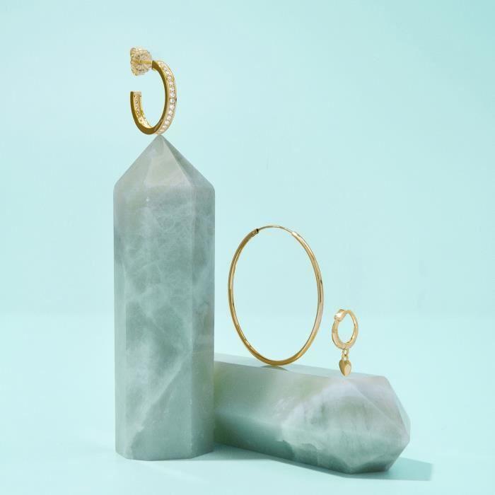 Luxenter Boucles d'oreilles Lakor en zircone brillante, finition en or jaune 18 carats