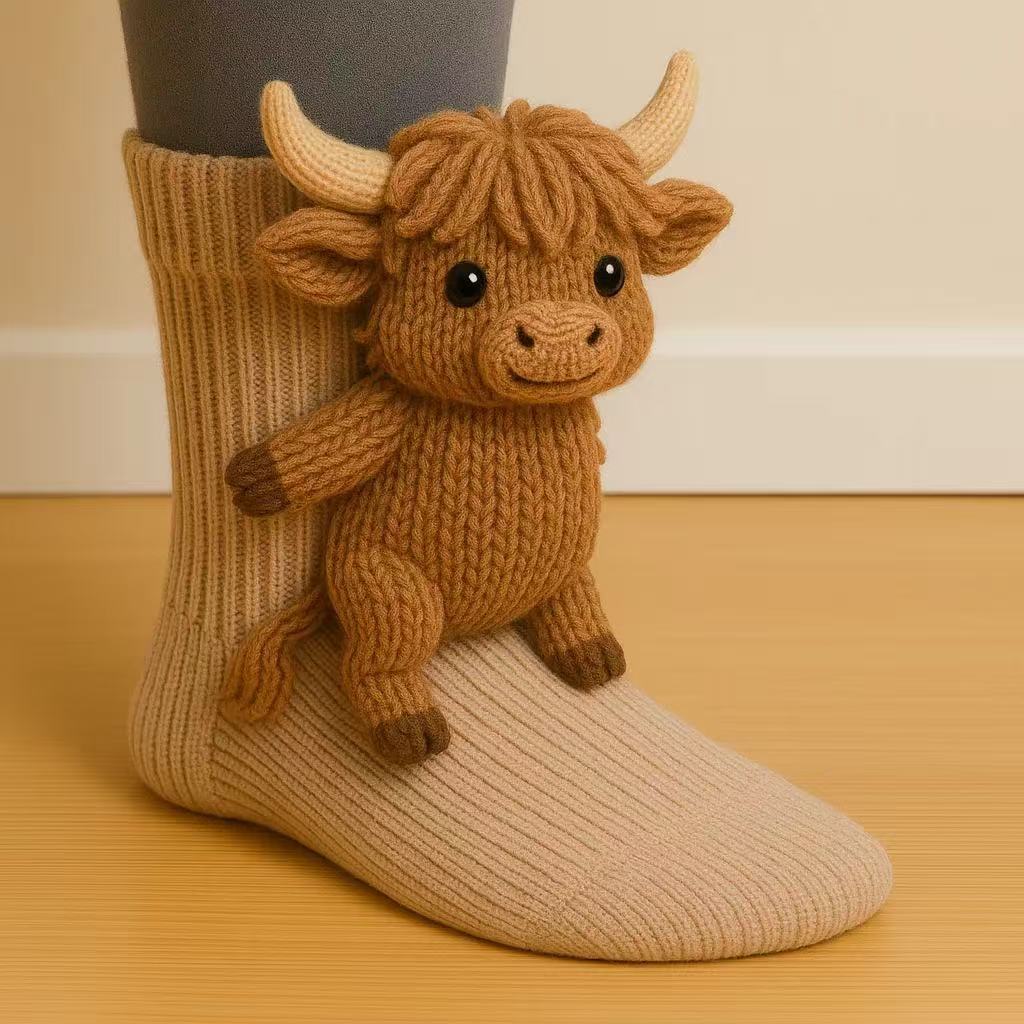 Calzini Animali a Maglia 3D Calzini Animali all'Uncinetto Peluche Calzini Animali Carini