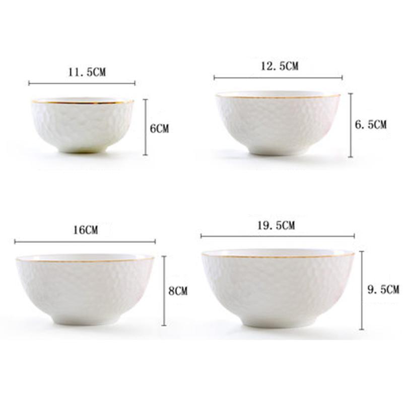 China Keramikgeschirr Haushaltsnudelschüssel Bone China Große Suppenschüssel Goldener Rand Salat Pastaschüssel 8 Zoll Küchengeschirr