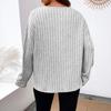 Women's V-Neck Lace Trim Loose Fit Long Sleeve Knit Top for Casual Wear
