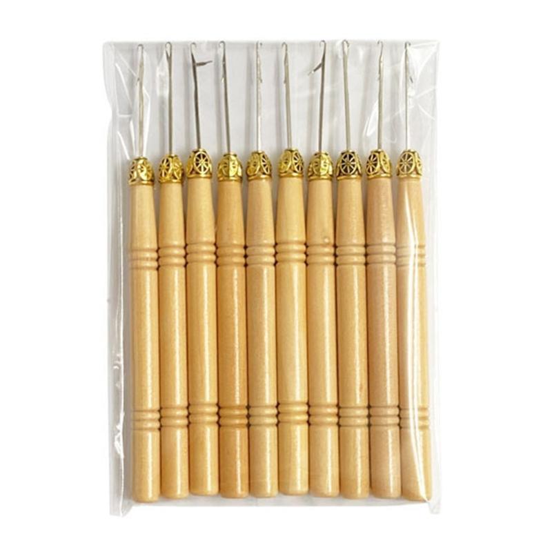 

10 Pcs Looped Needle Pulling Hook Tool Hair Extension Tool Bead Device Tool for Hair Extension