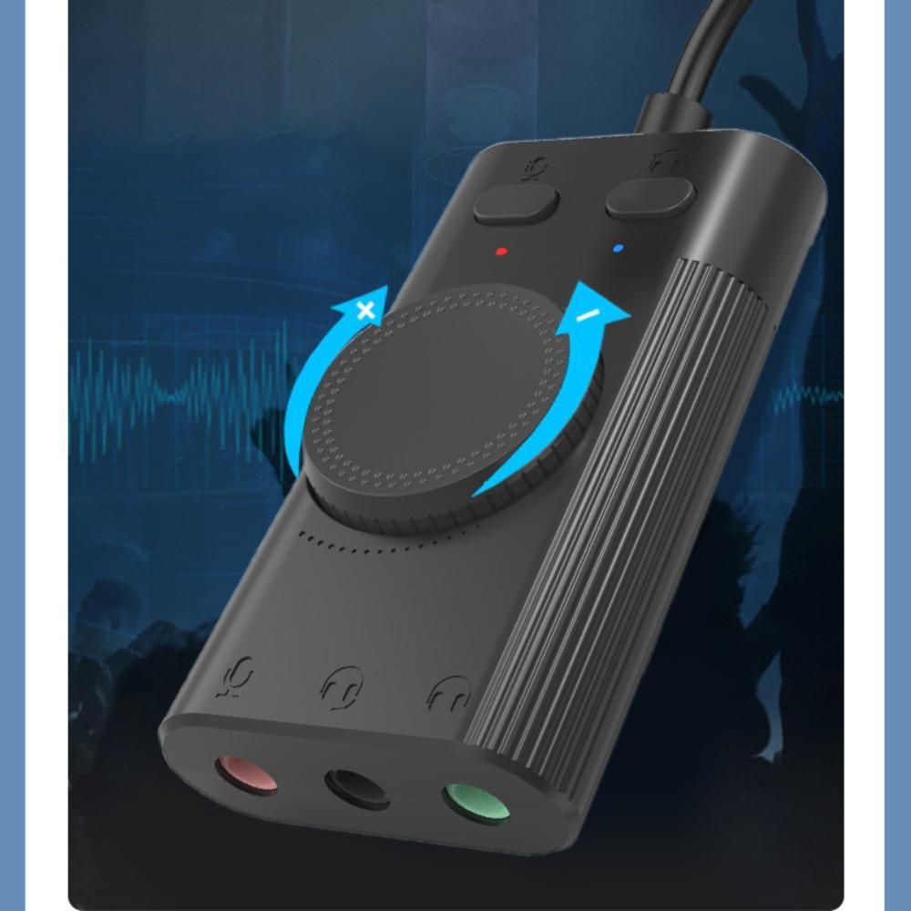 USB Sound Card with One Key Mute Mic Free Driver External Audio Converter