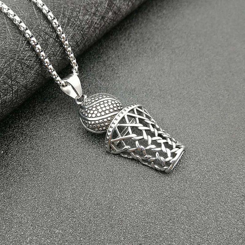 Fashion Hip-Hop 316L Stainless Steel Frame Men Necklace Silver Color Pendant Steel Necklace Men Basketball Sports Jewelry