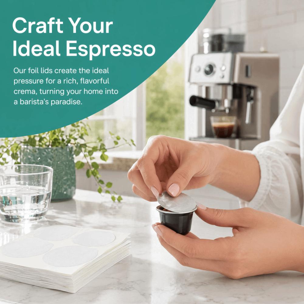 Aluminum Foil Coffee Pod Lids Seals Reusable Coffee Capsule Lids Seals Coffee Shop Use