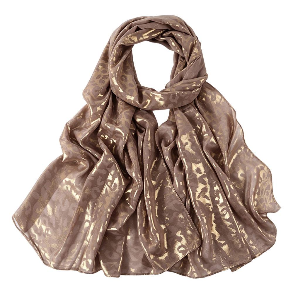 Breathable Chiffon Hijab Scarf Long Length Bronzing Shawl New Leopard Print Scarf  For Women