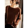Koreansk Ensfarvet Rund Hals Løs Dame Sweater