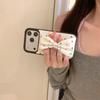Cute Rainbow Polka Dot Bow Phone Case For iPhone 17 Pro 16 15 14 Pro Max with Heart Pendant Leather Shockproof 16 17 15pro Cover